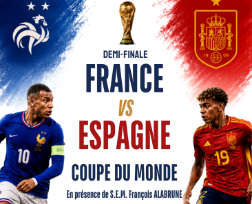 🏟️ Mardi 14 juillet 2026 – 20h00 ✨ Soirée de diffusion – France 🇫🇷 vs Espagne 🇪🇸 ✨ Richard SCHREURS, Président de l'Alliance Française de La Haye, S.E. M. François ALABRUNE, Ambassadeur de Fr