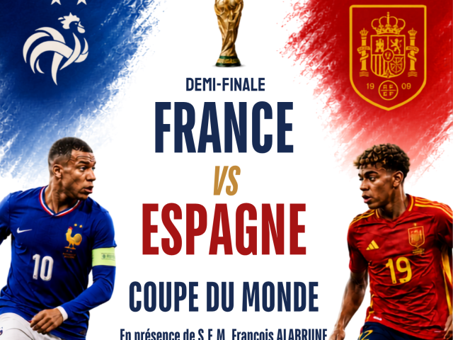 🏟️ Mardi 14 juillet 2026 – 20h00 ✨ Soirée de diffusion – France 🇫🇷 vs Espagne 🇪🇸 ✨ Richard SCHREURS, Président de l'Alliance Française de La Haye, S.E. M. François ALABRUNE, Ambassadeur de Fr